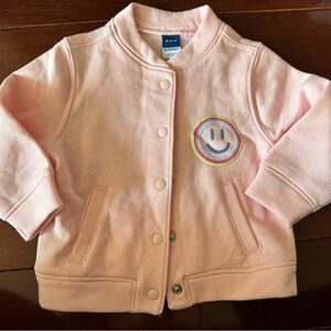 Pink Baby Jacket with Smiley Patch